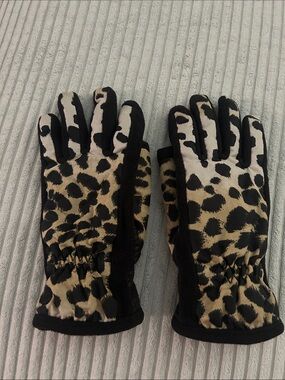 Leopard Print Winter Gloves - Black & Tan